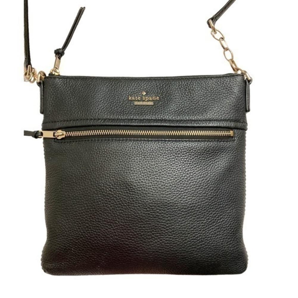 Kate spade black pebbled leather crossbody messenger bag